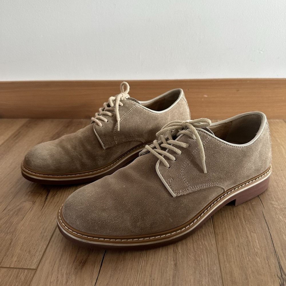 1901 Nordstrom Buck Suede Leather Beige Oxford Mens Dress Shoes 7 Lace